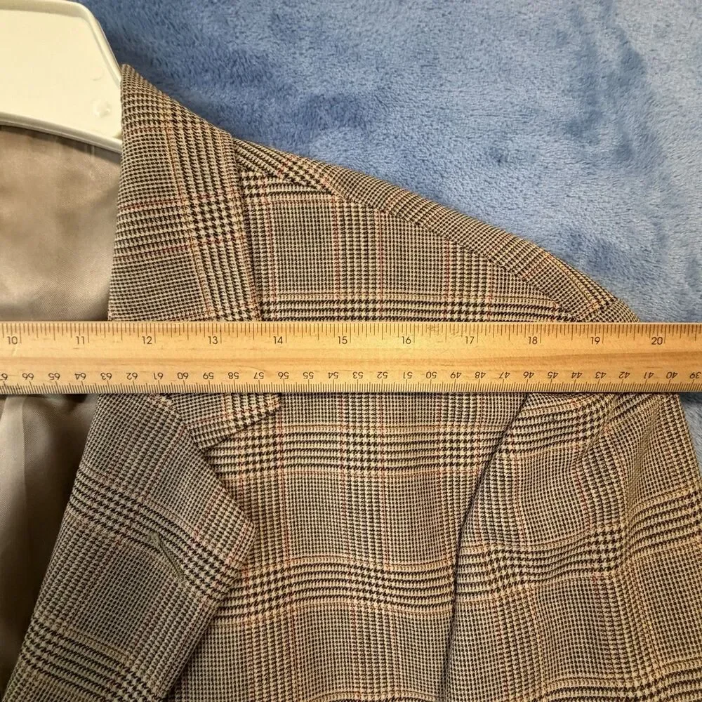 Vintage Santorelli Giorgio3 Mens 40R Wool Blazer Glen Plaid Made Italy 3 Button